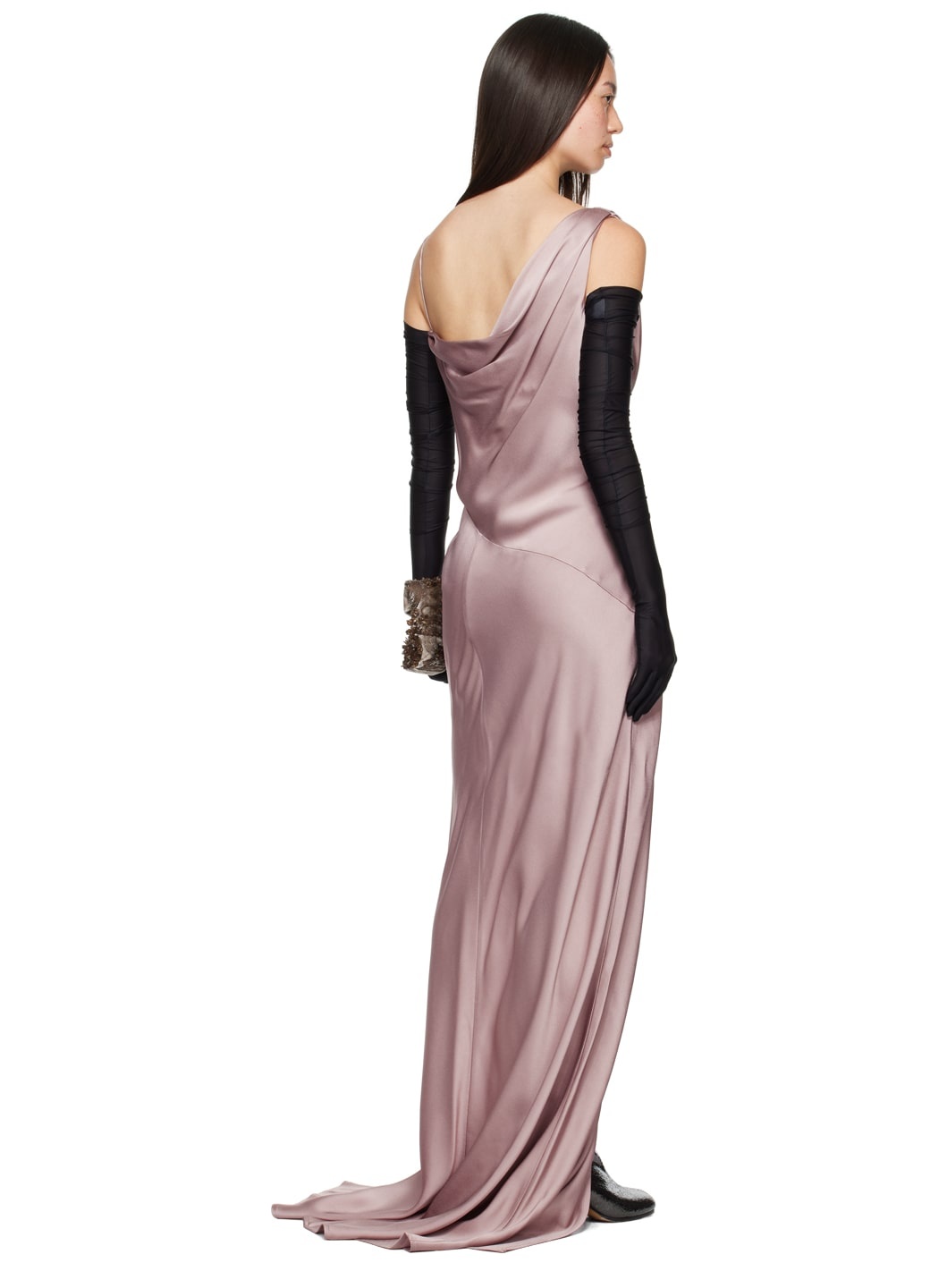 Pink Draped Maxi Dress - 3