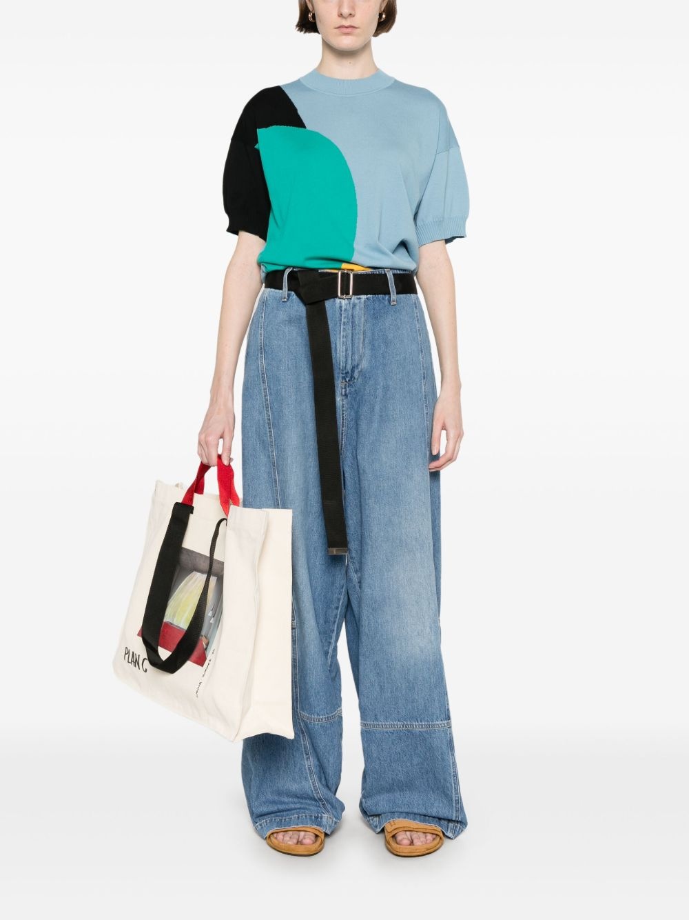 colour-block knitted top - 2
