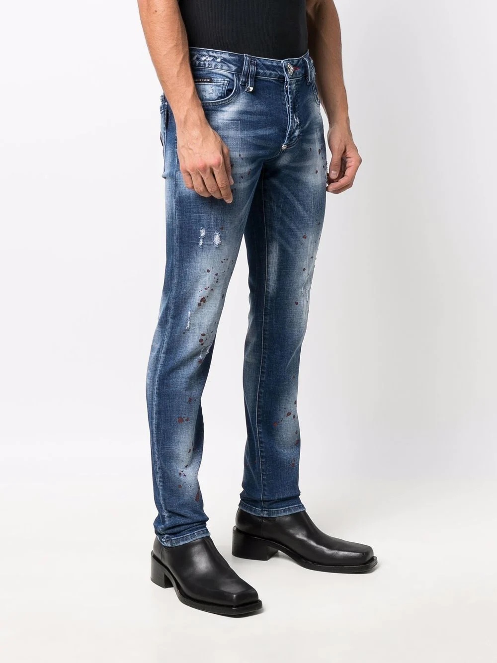 distressed straight-cut jeans - 3