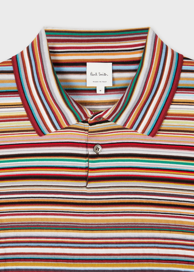 Paul Smith 'Signature Stripe' Knitted Cotton Polo Shirt outlook