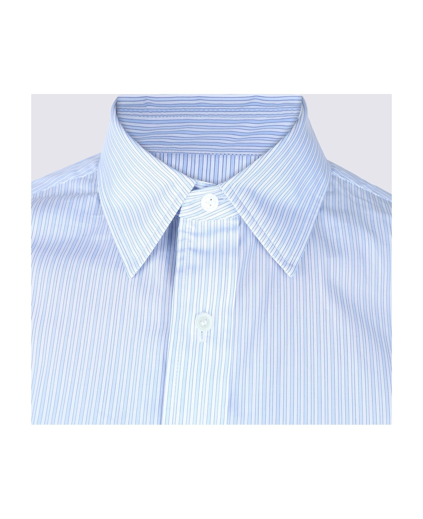 White And Blue Cotton Shirt - 3