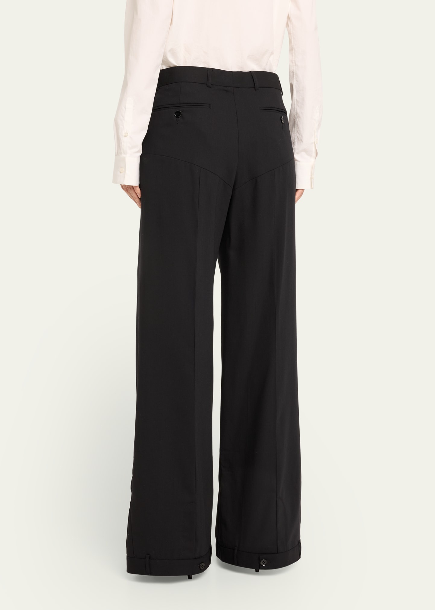 Upside Down Wide-Leg Wool Pants - 3