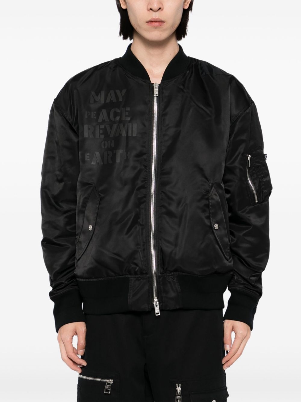 logo-printed bomber jacket - 4
