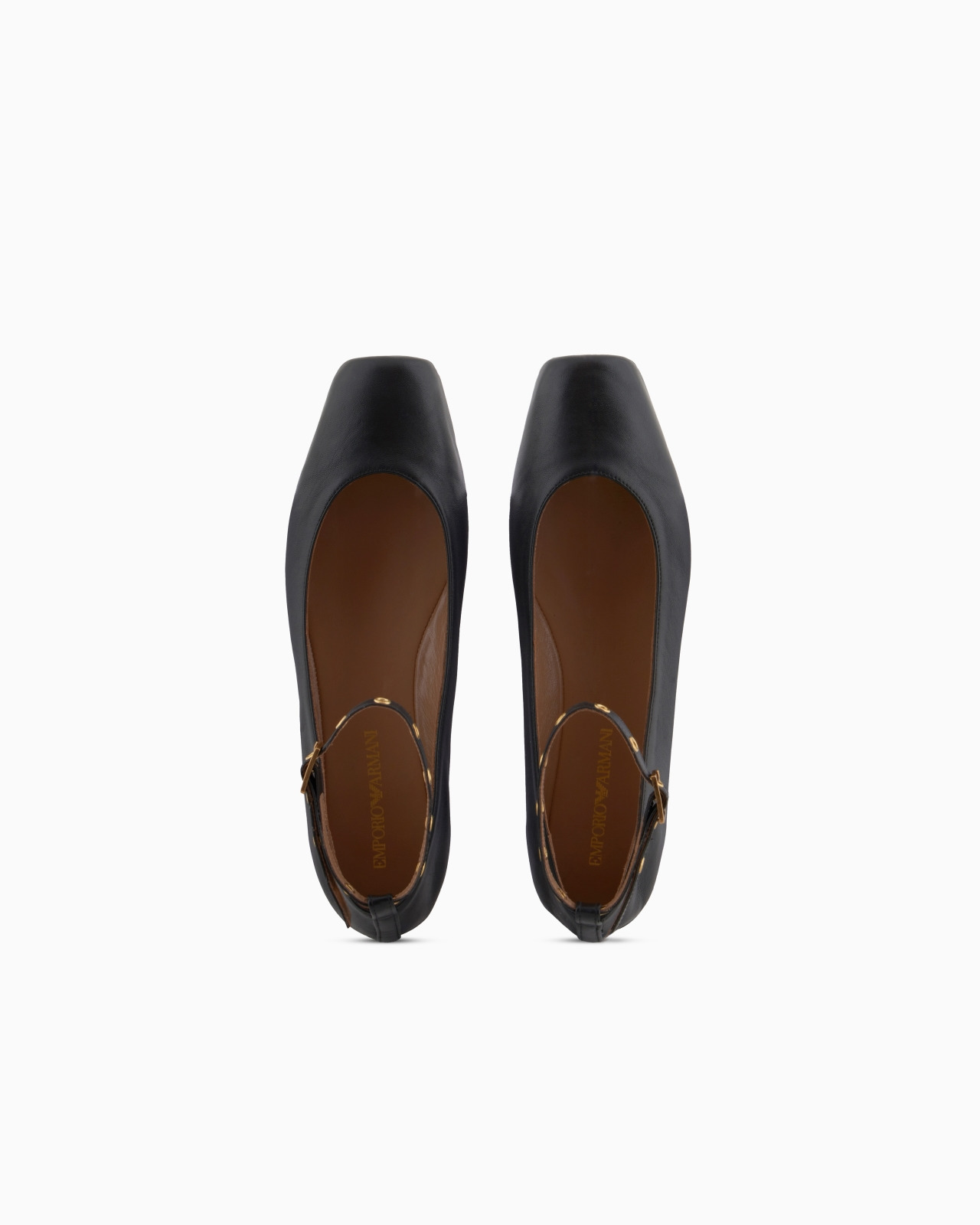 NAPPA-LEATHER SQUARE-TOED BALLERINAS WITH STRAP - 3