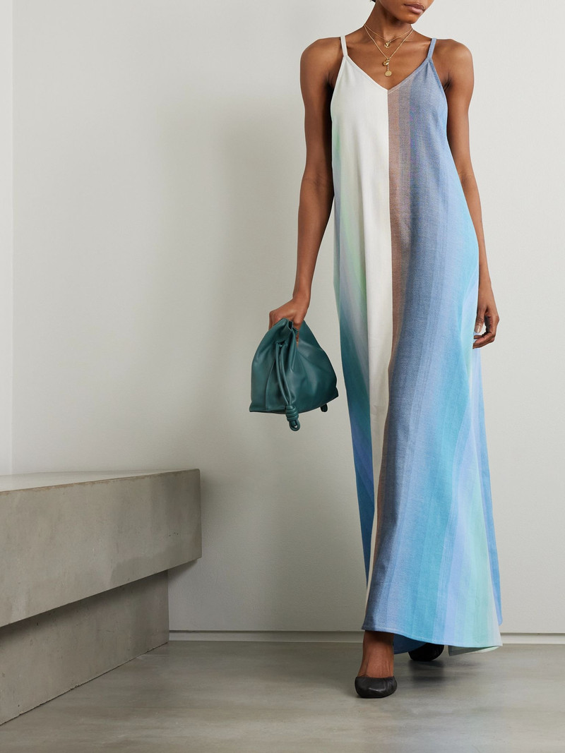 MARRAKSHI LIFE Striped cotton maxi dress Blue outlook
