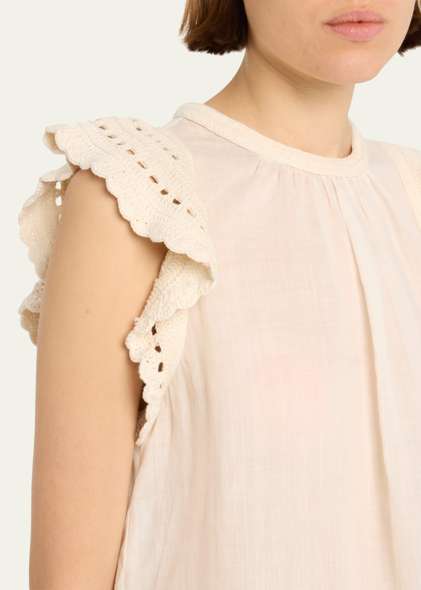 Kai Ruffled Crochet-Sleeve Top - 5