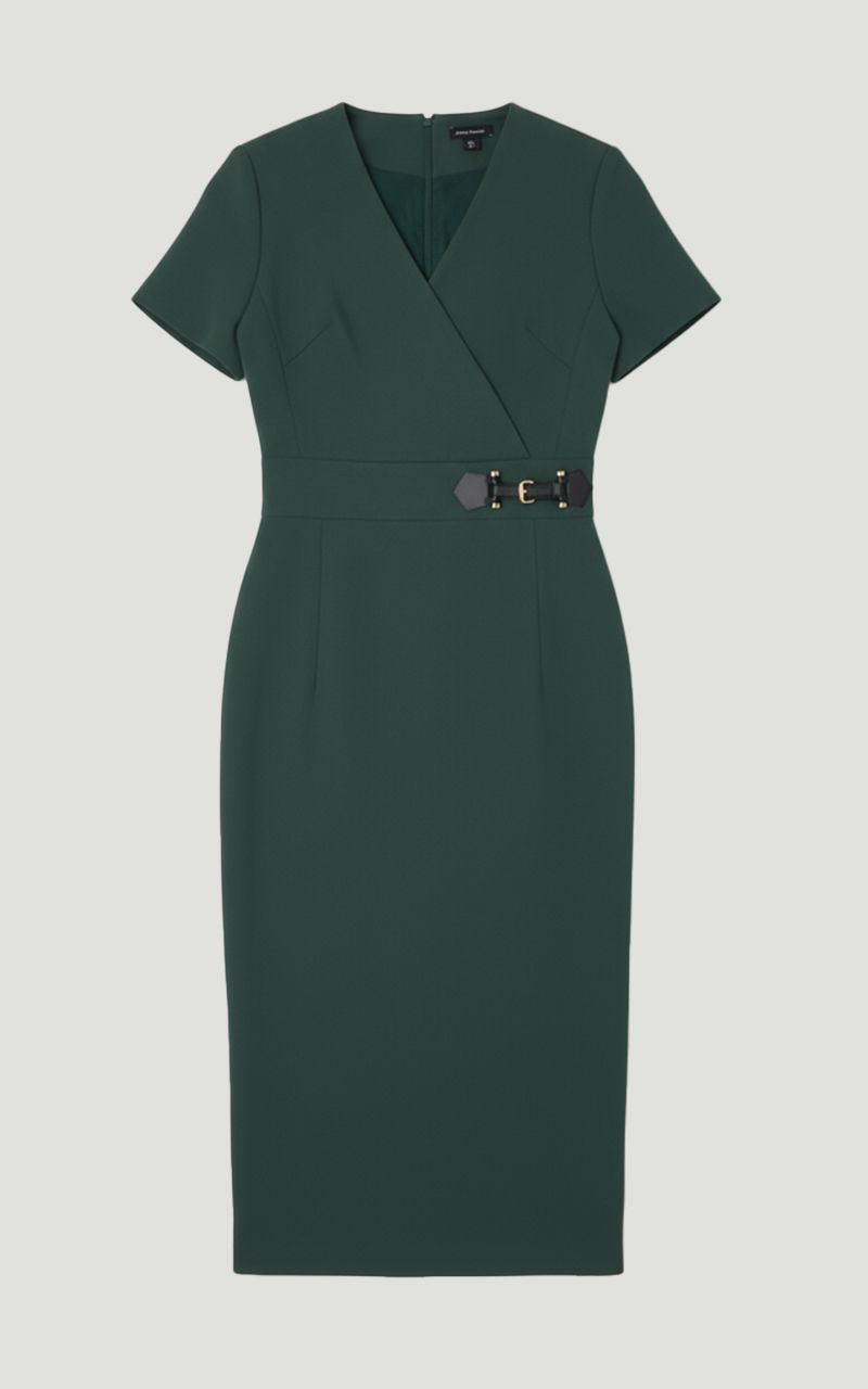 Petite Compact Essential Tab Waist Midi Dress 4
