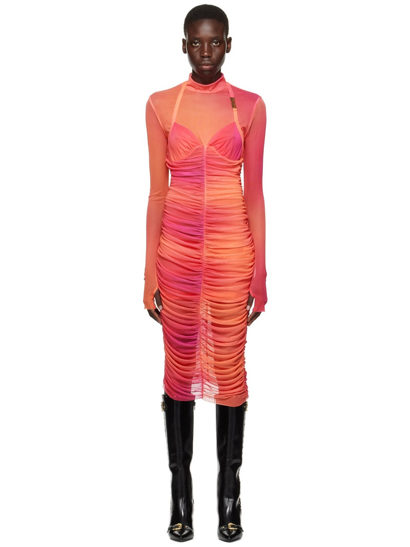 Pink Ruched Midi Dress 1