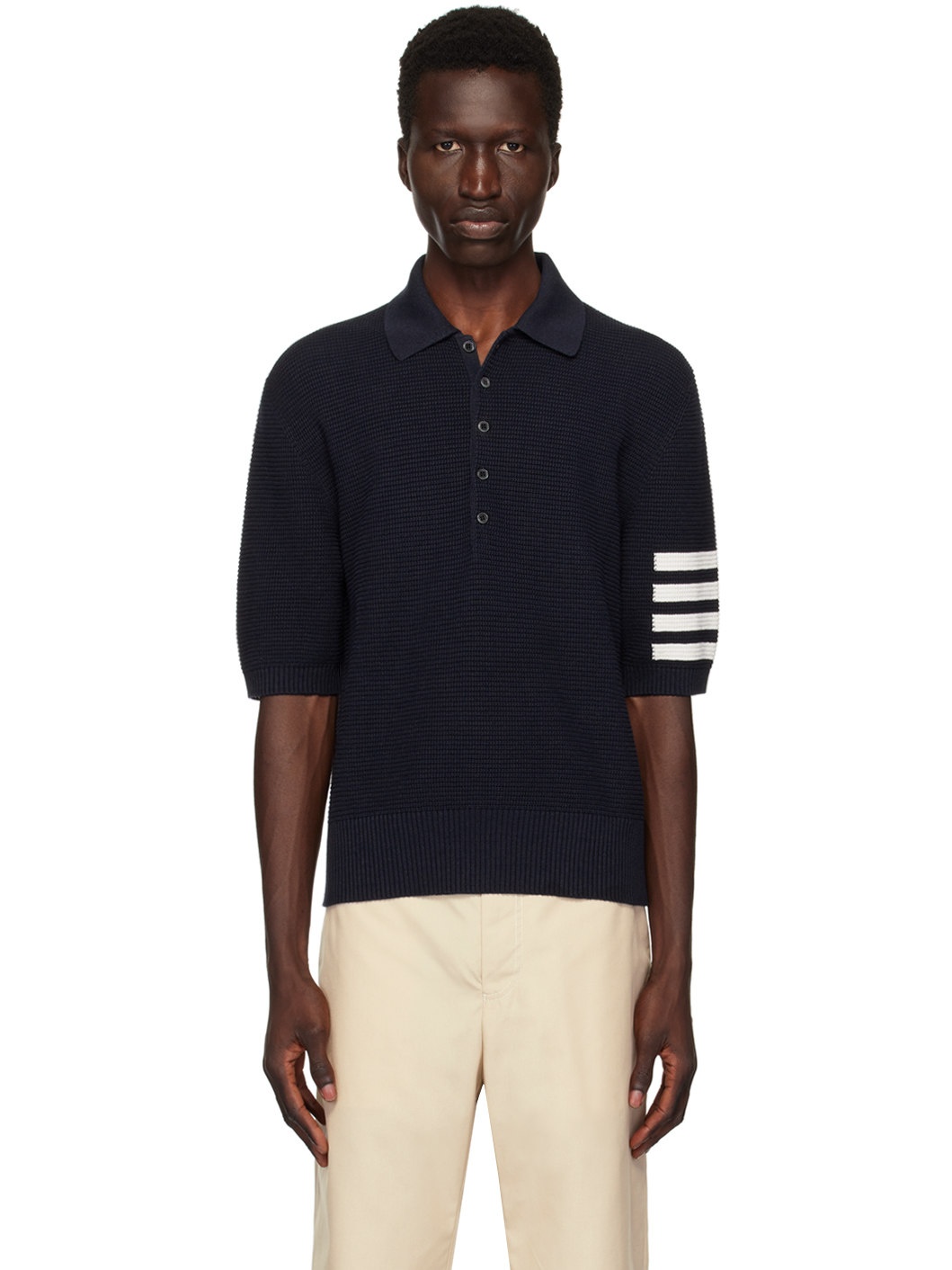 Navy 4-Bar Polo - 1