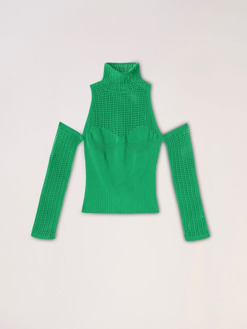 CROCHET HEART KNIT TURTLENECK - 1