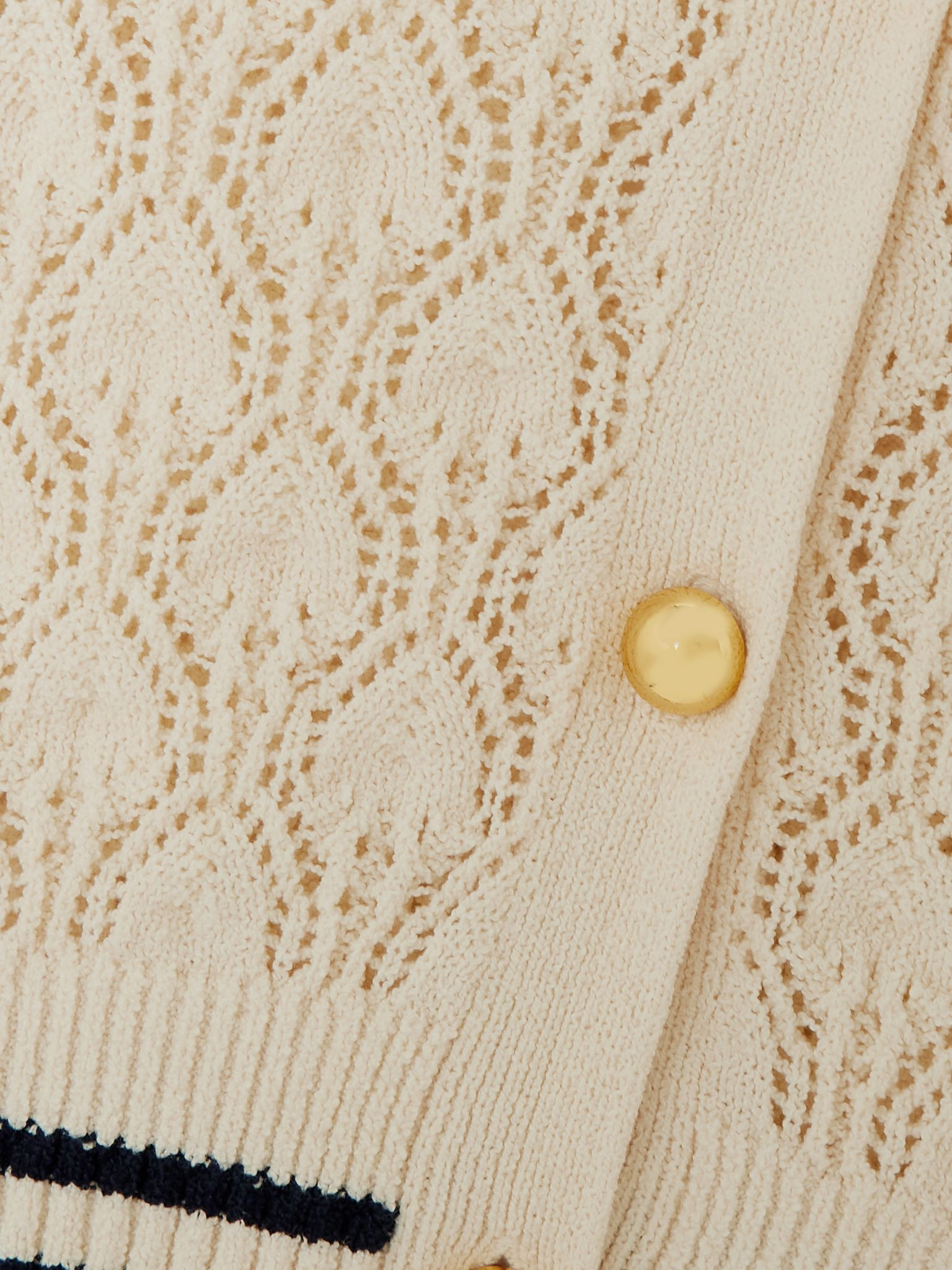 The Rookie pointelle-knit cotton-blend bouclé cardigan Cream - 5