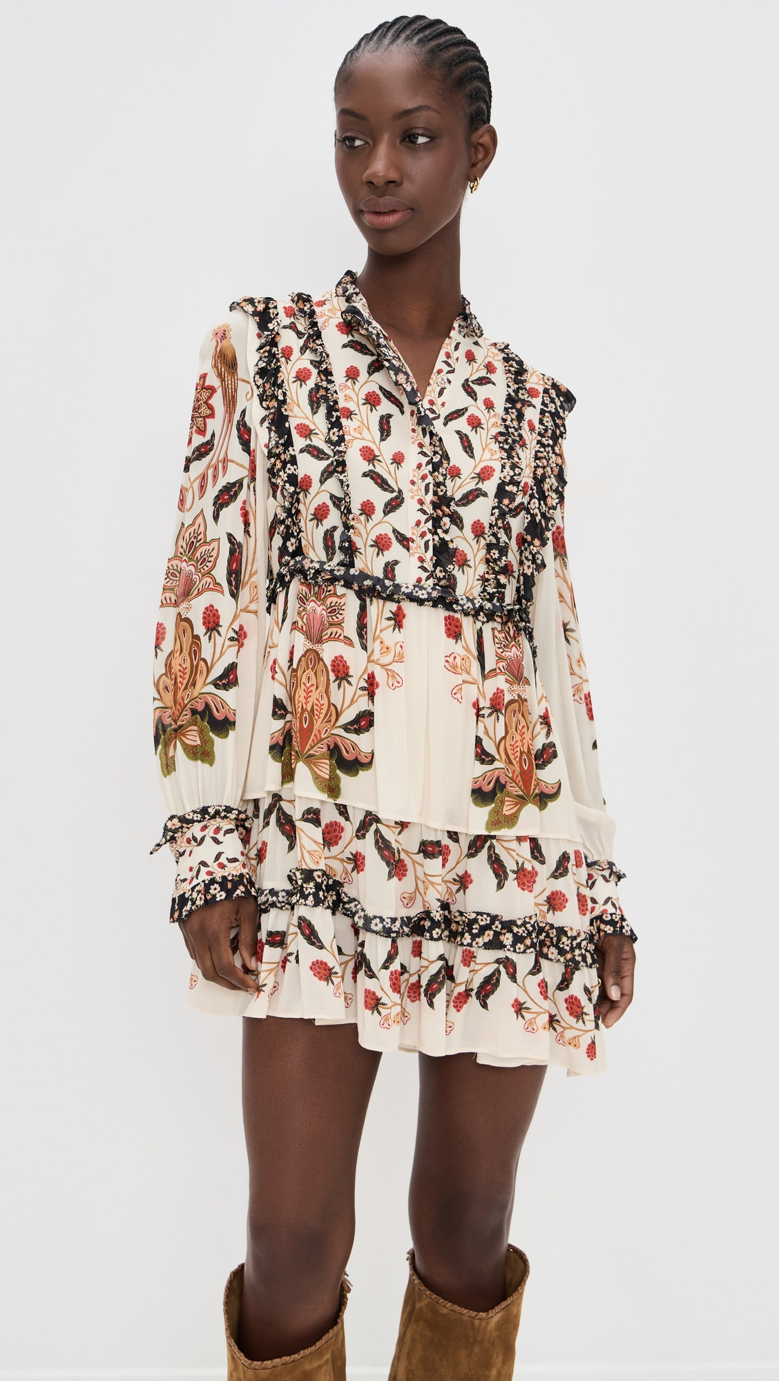 Berry Garden Cream Mini Dress - 6