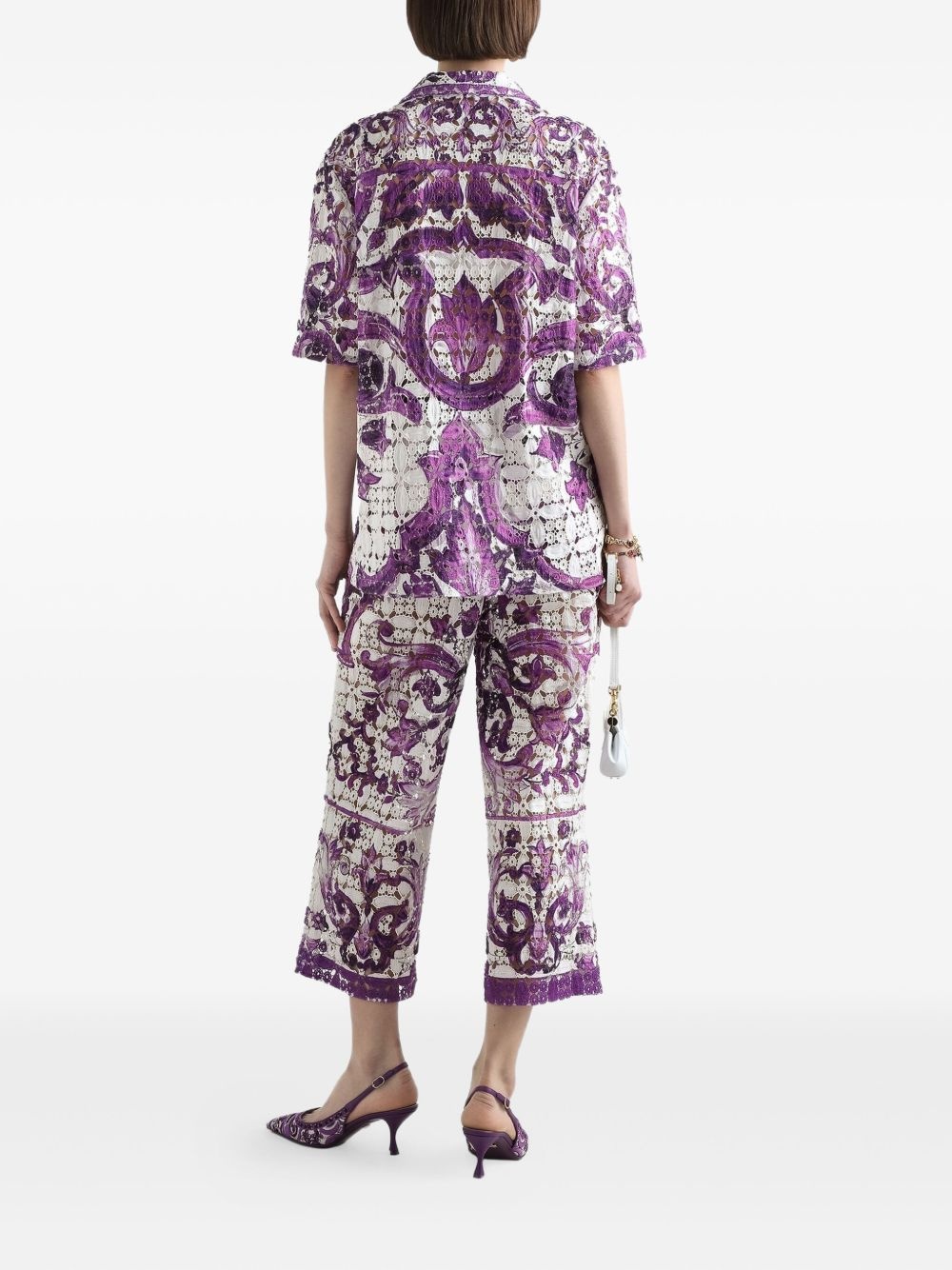 Majolica-print lace shirt - 3