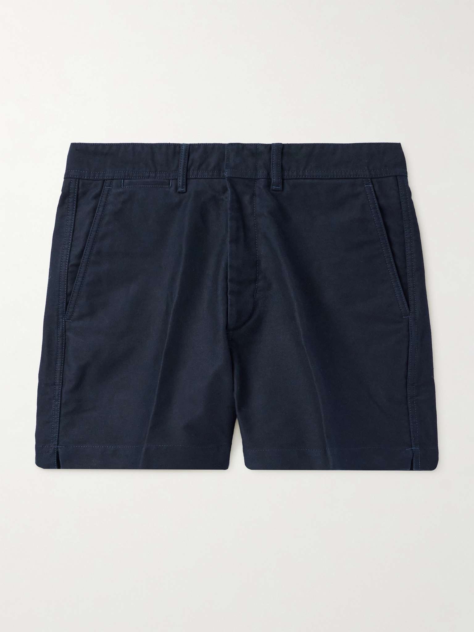Slim-Fit Straight-Leg Brushed Cotton-Twill Shorts - 1