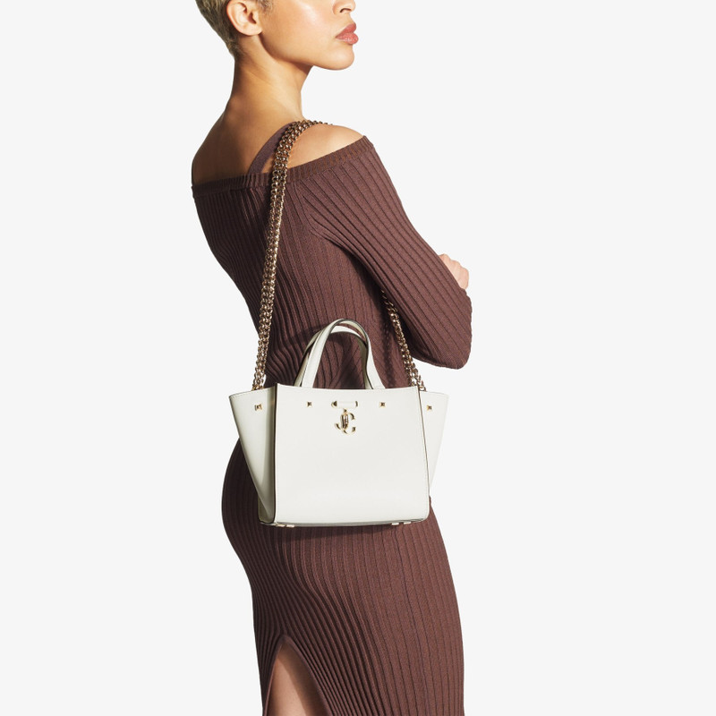 JIMMY CHOO Varenne Tote Bag S
Latte Fine Shiny Calf Leather Tote Bag with Light Gold JC Emblem outlook