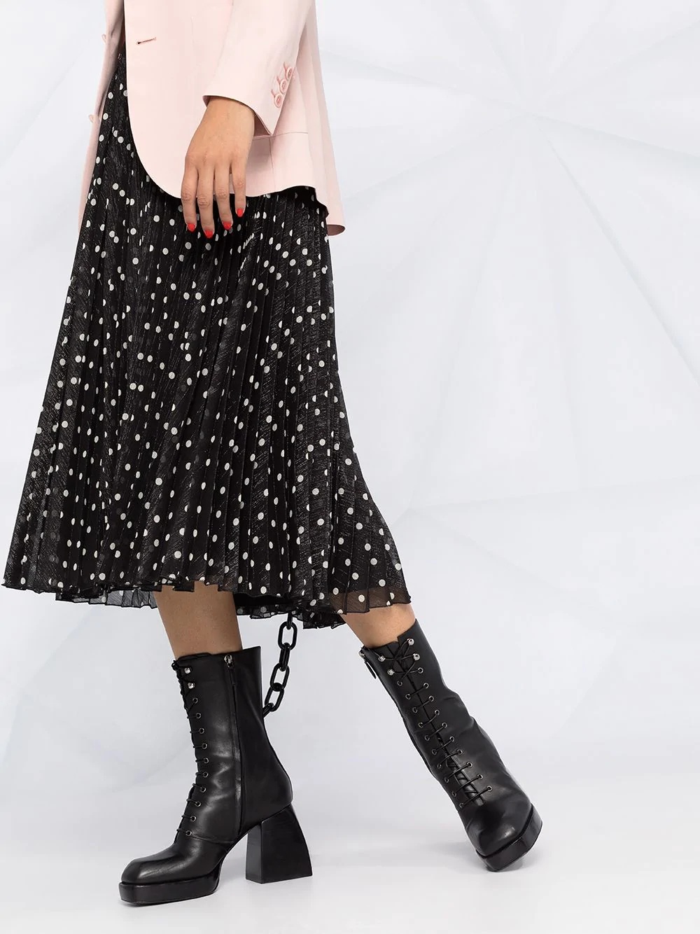 polka-dot pleated midi skirt - 3