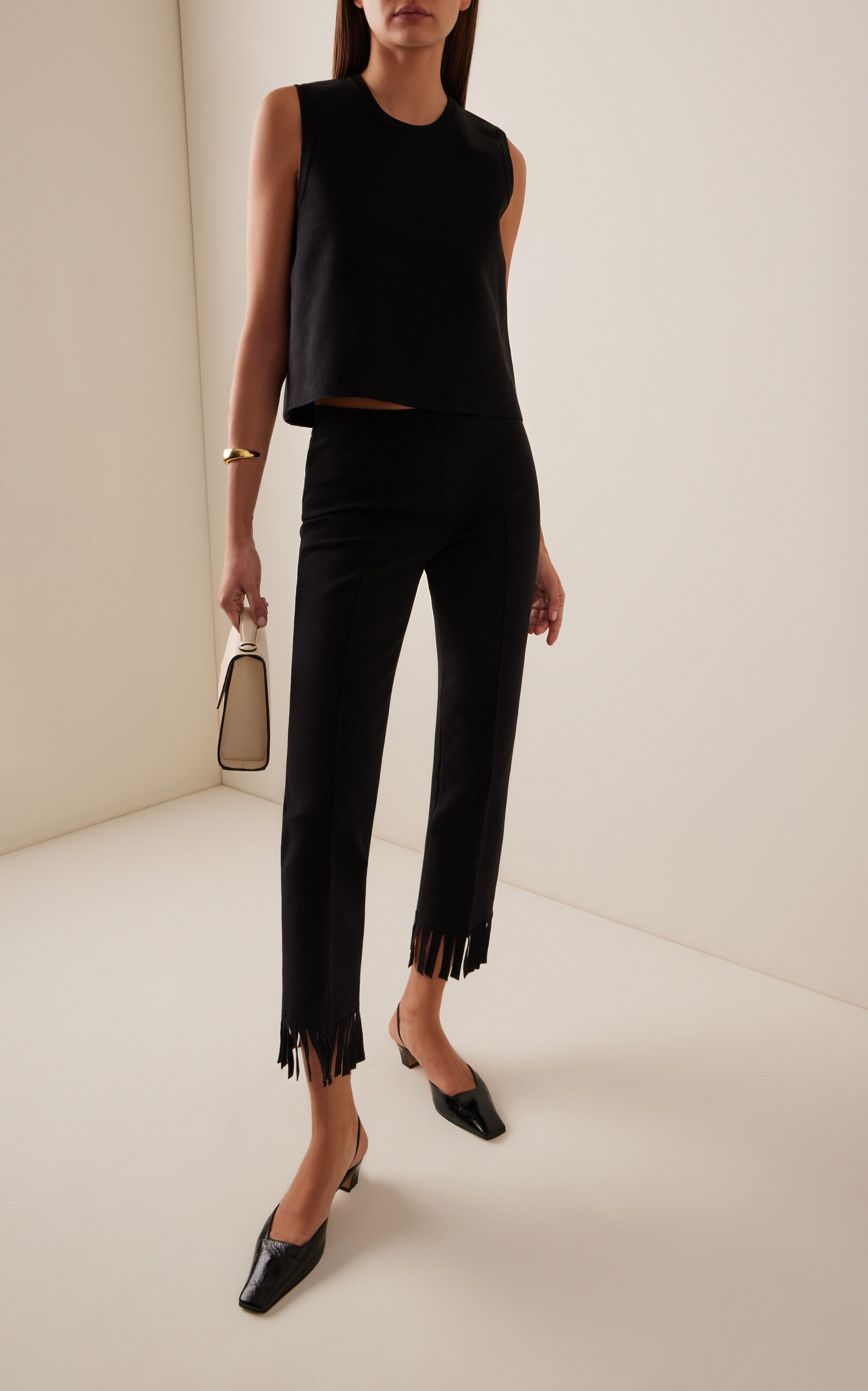 Louise Fringed Cotton-Blend Pants black - 2