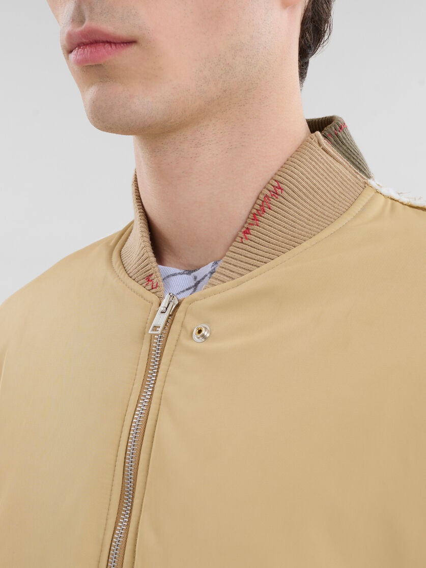 BEIGE TWILL BOMBER JACKET WITH CONTRAST BACK - 4