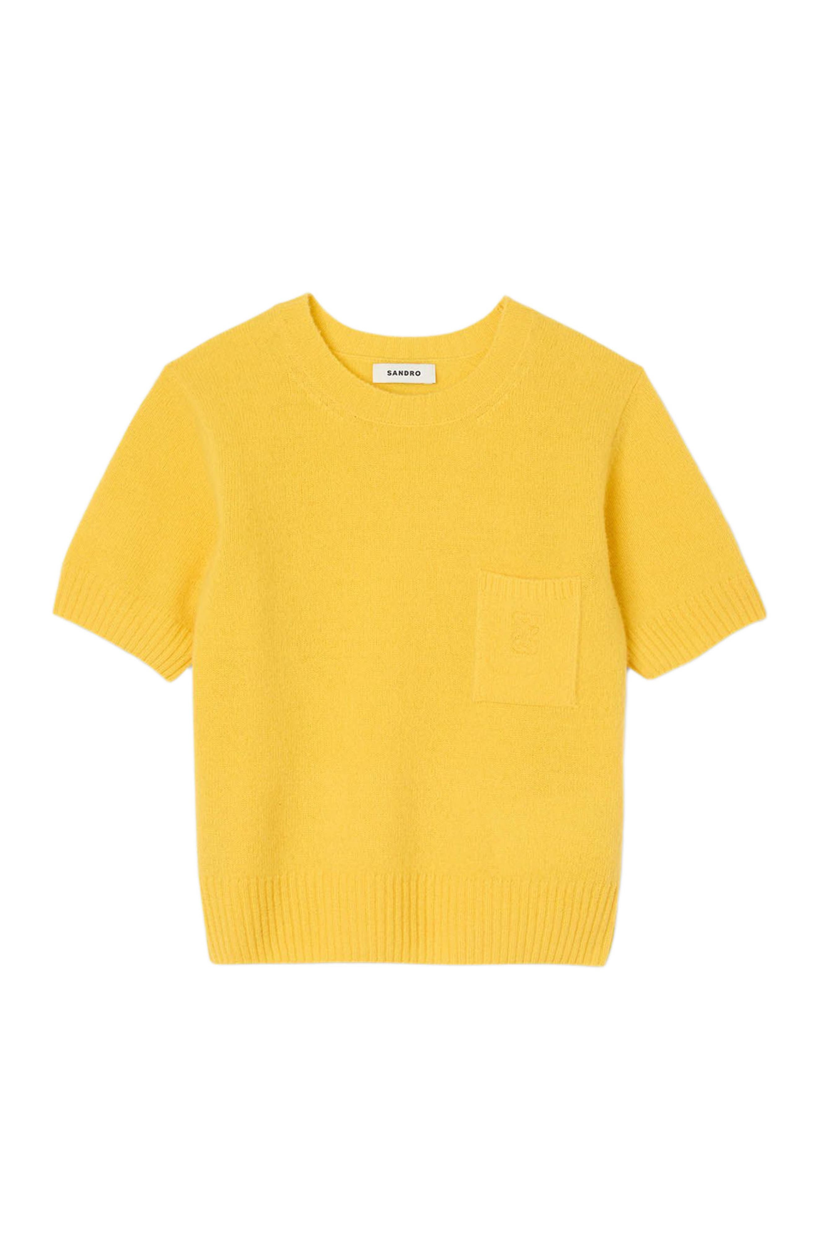 SANDRO Short-sleeve sweater in Gold Yellow at Nordstrom - 6
