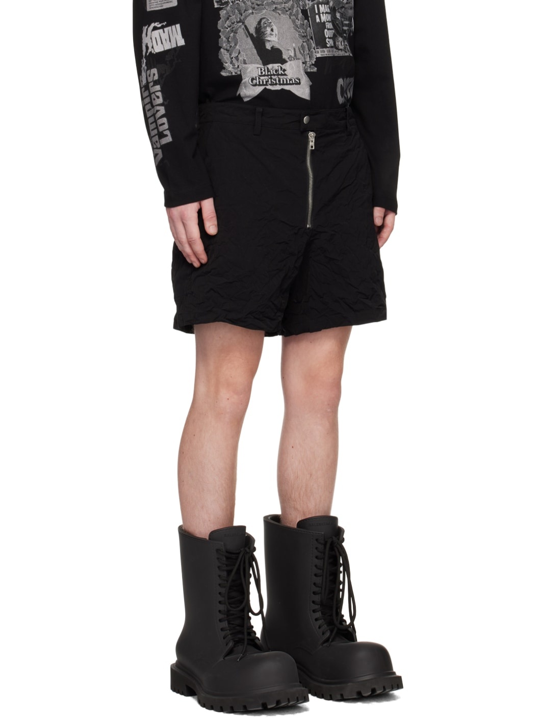 Black Crumpled Shorts - 2