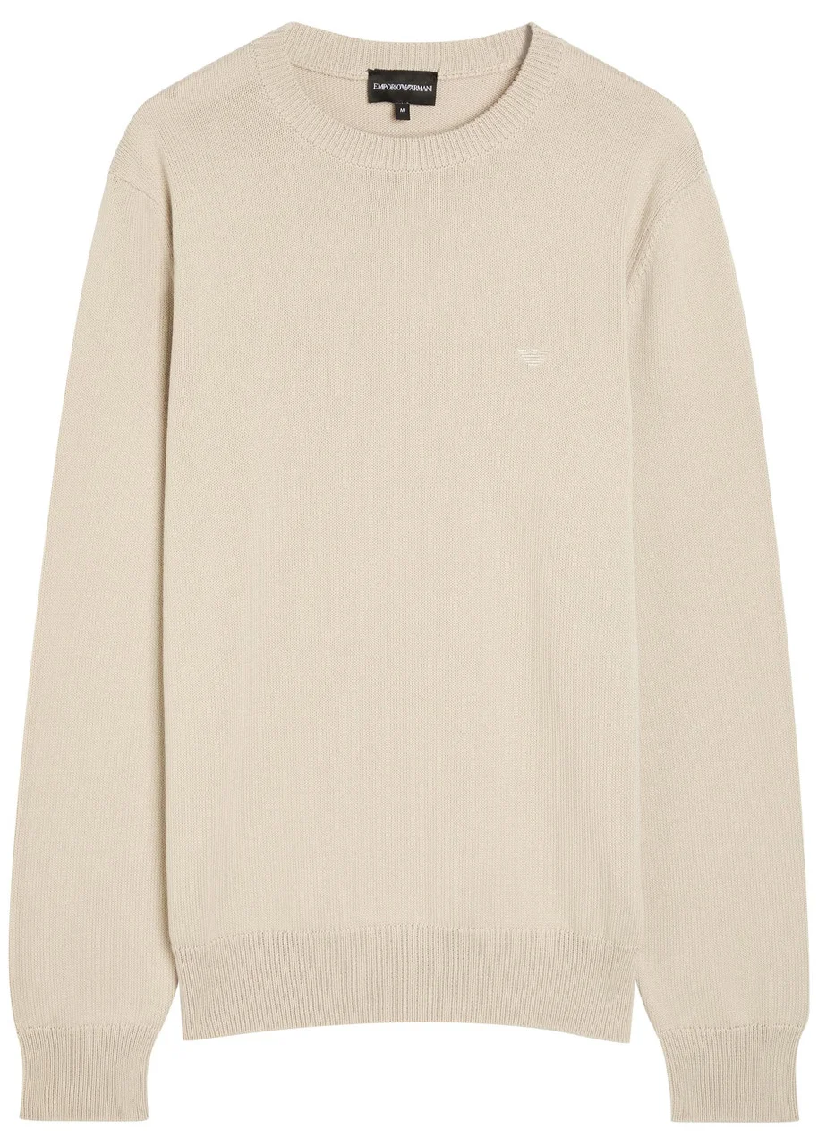 Emporio Armani Logo-embroidered Cotton-knit Jumper - 1