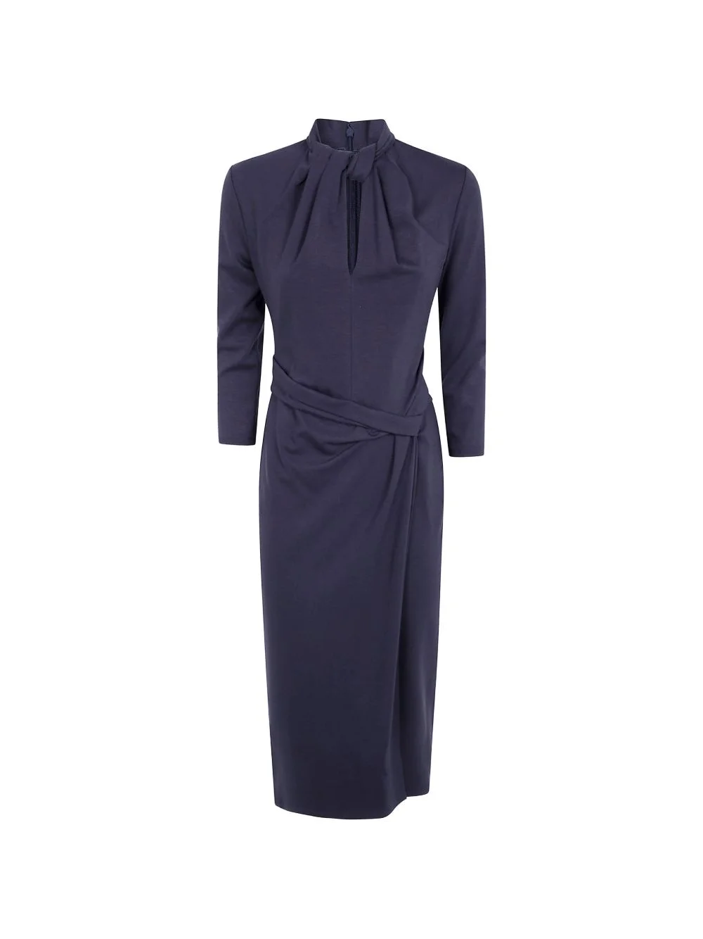 gathered knotted-neck midi dress - 1