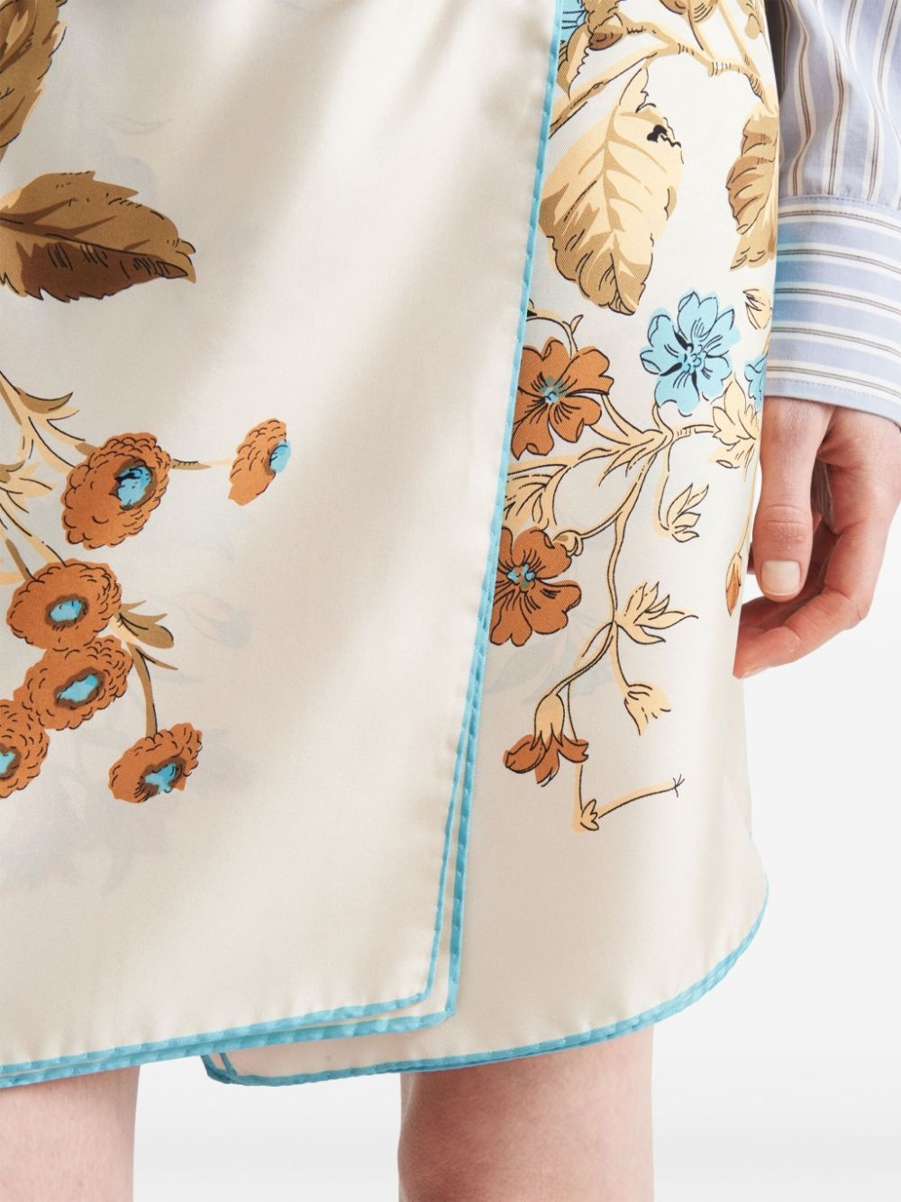 floral-print silk skirt - 5