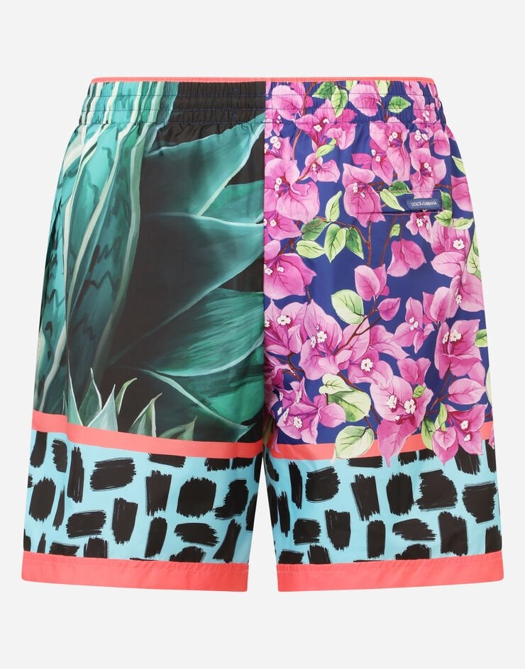 Mid-length swim trunks with jungle mix print - 3