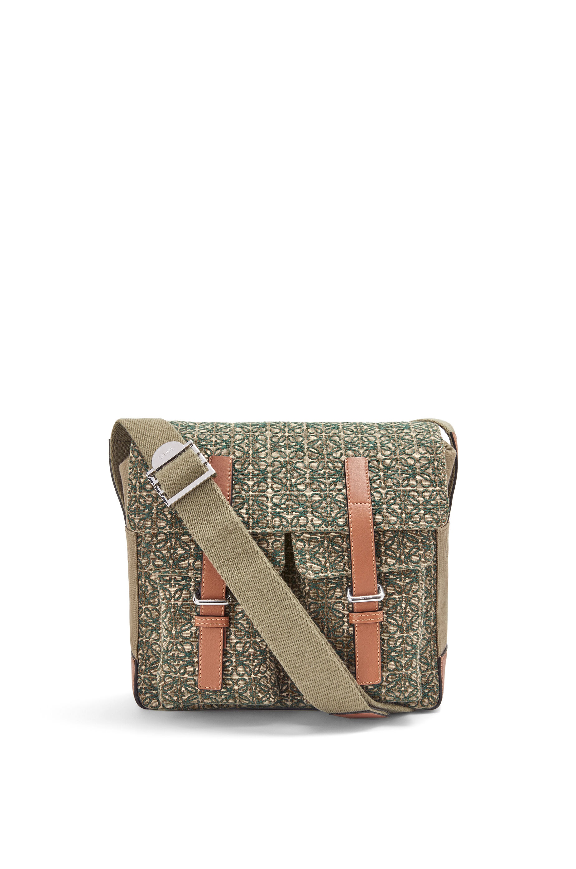 Military Satchel in Anagram jacquard and calfskin - 1