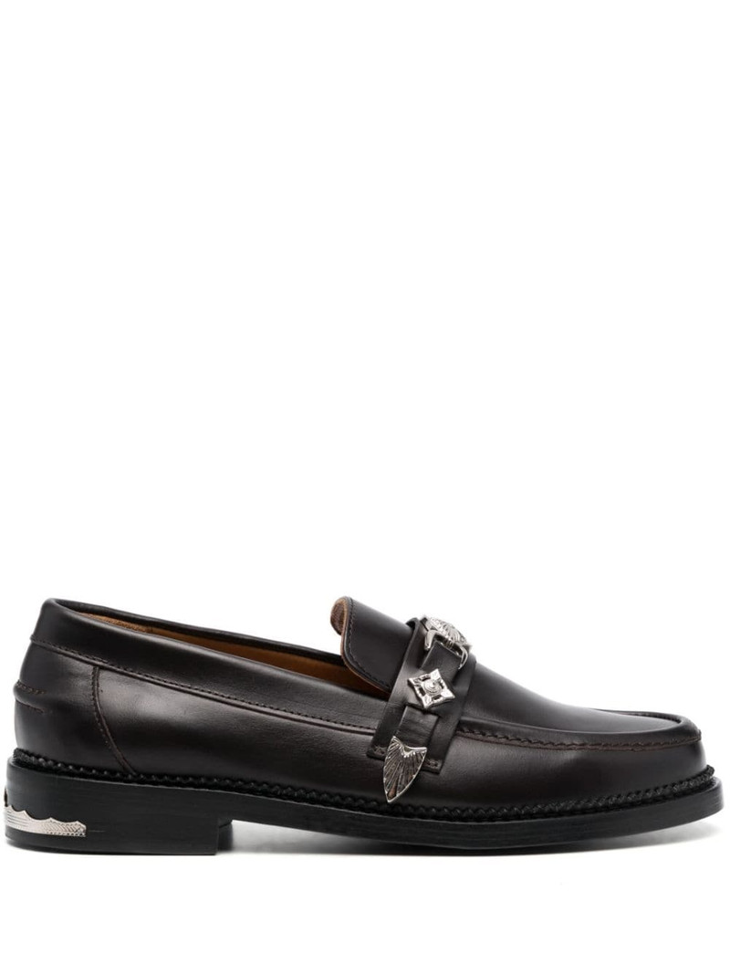 logo-engraved leather loafers 1