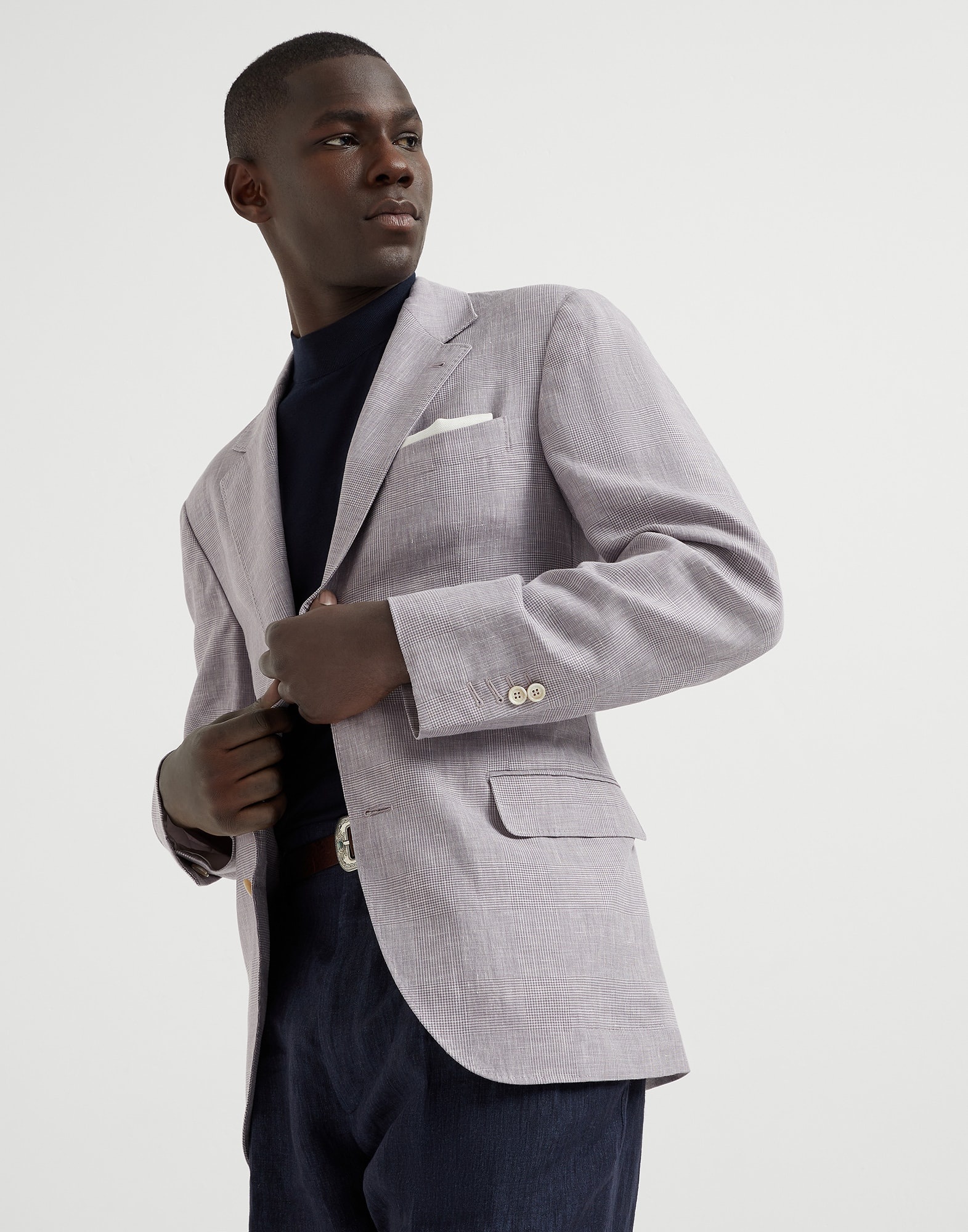 Wool, linen and silk Prince of Wales deconstructed blazer - 4
