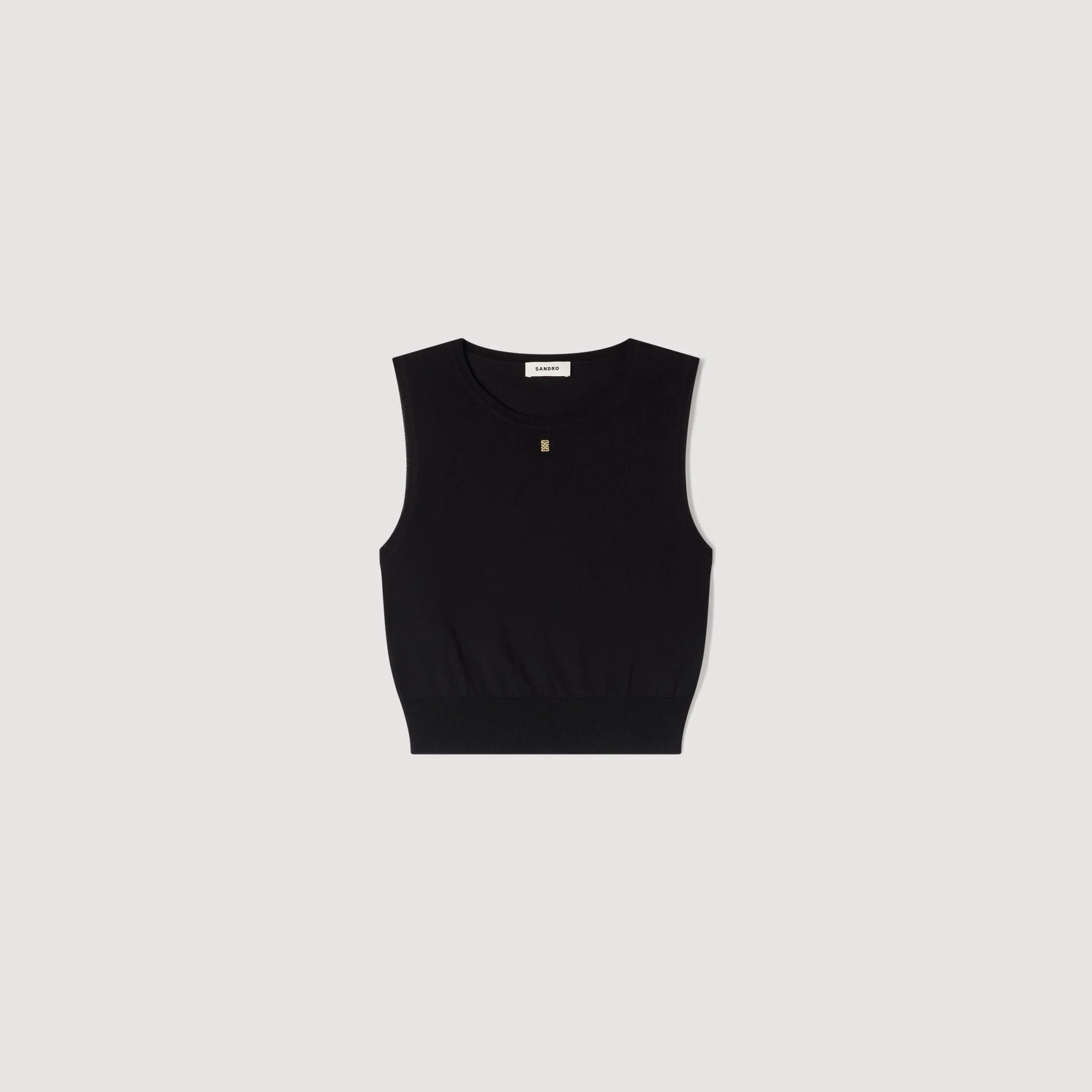 SLEEVELESS SHORT KNIT SWEATER - 1