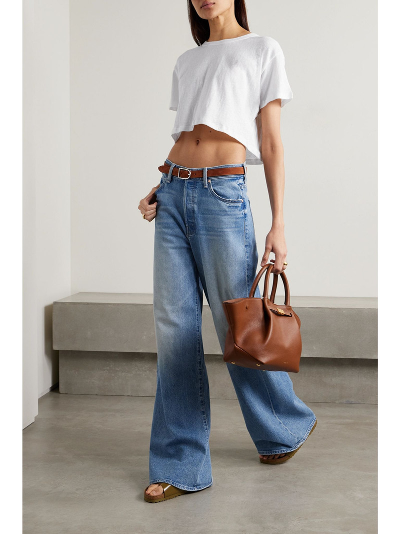 LESET Cropped slub cotton-jersey T-shirt White outlook