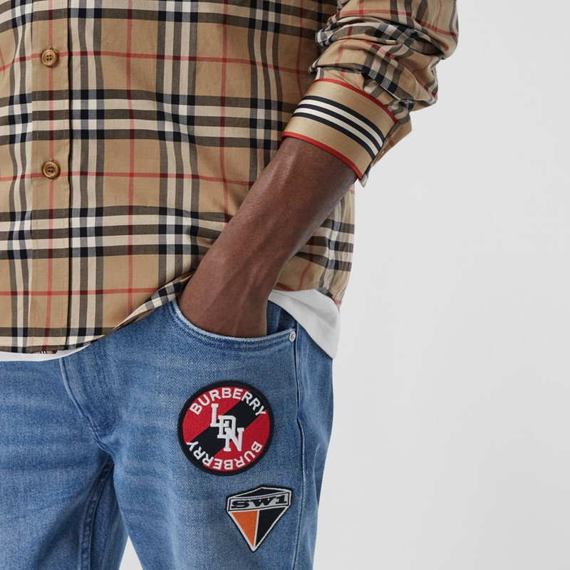 Icon Stripe Cuff Vintage Check Cotton Shirt 5