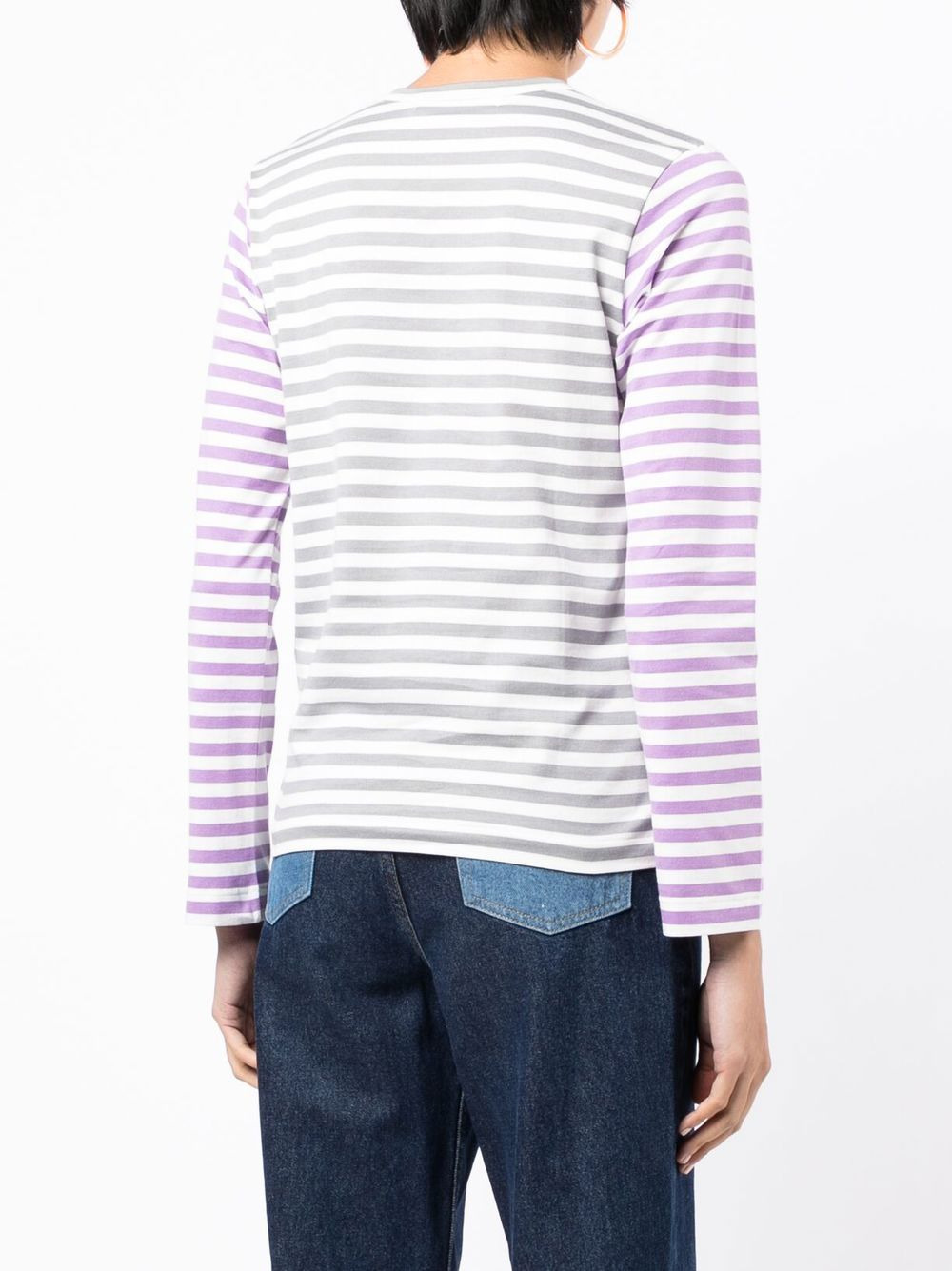 bi-colour striped long-sleeve T-shirt - 4