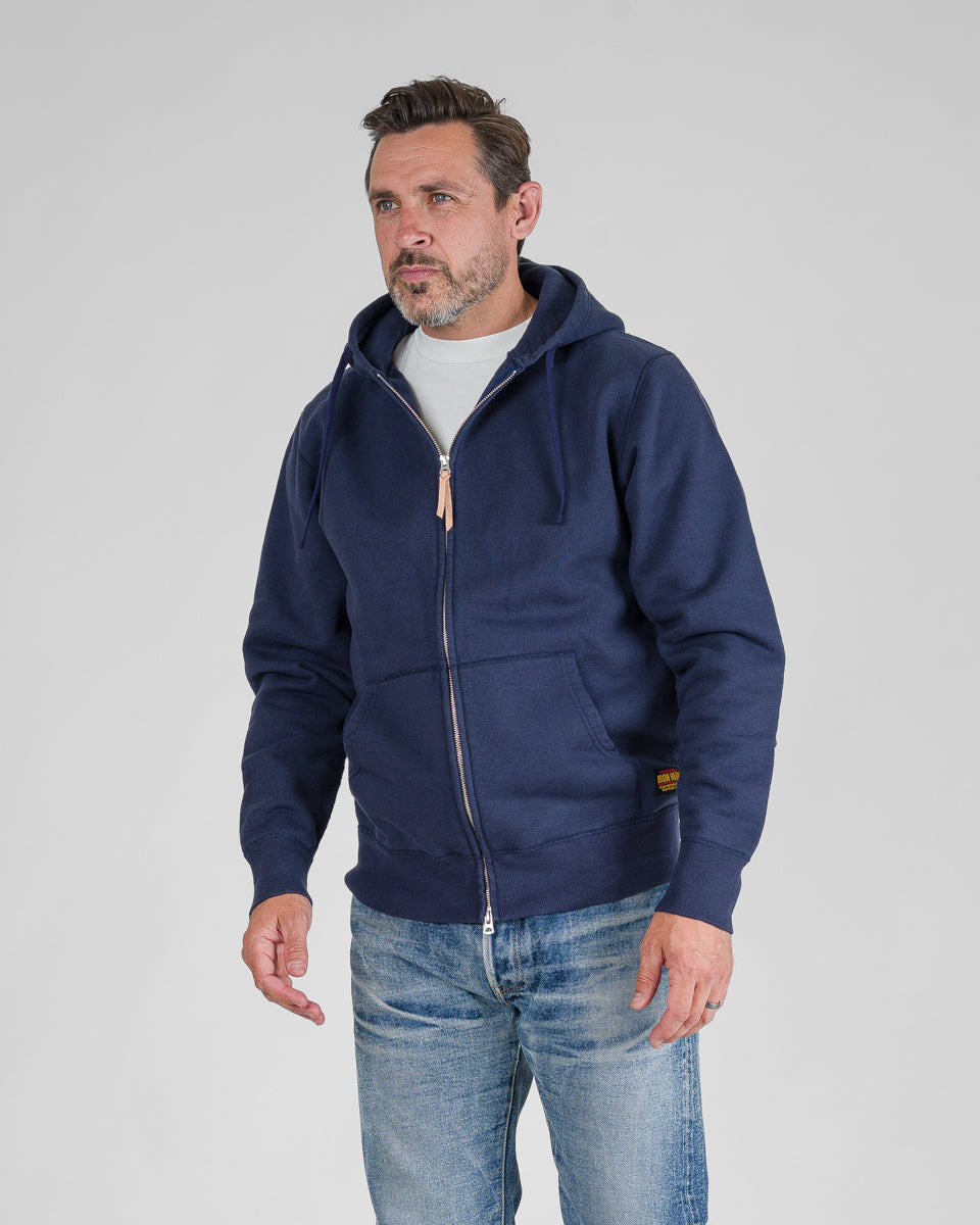 IHSW-10-NAV 14oz Ultra Heavyweight Loopwheel Cotton Zip Up Hoodie - Navy - 2