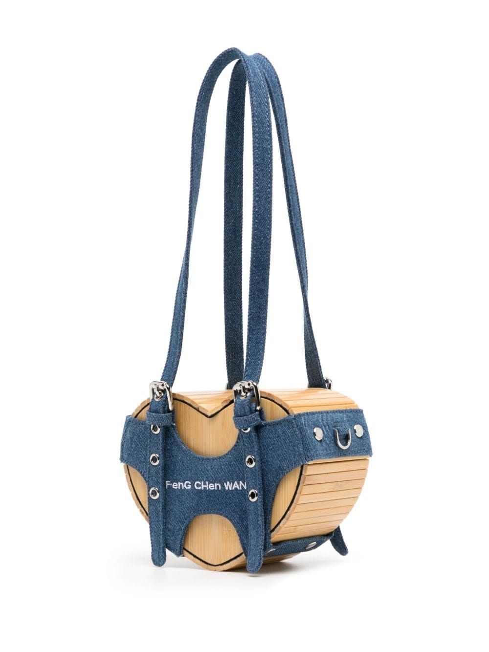 logo-embroidered heart bamboo bag - 3