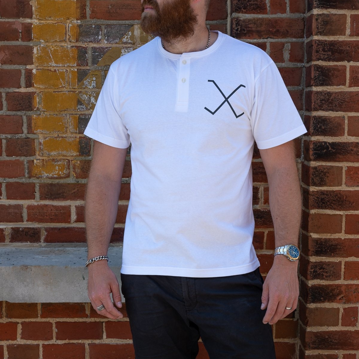 OGL 5.6oz Henley Tee - White - 4