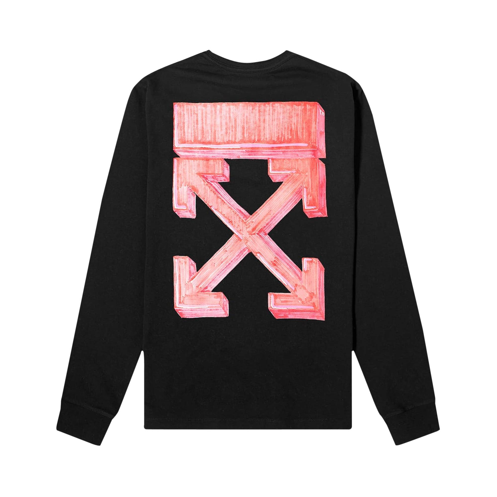 Off-White Marker Long-Sleeve Tee 'Black/Red' - 2