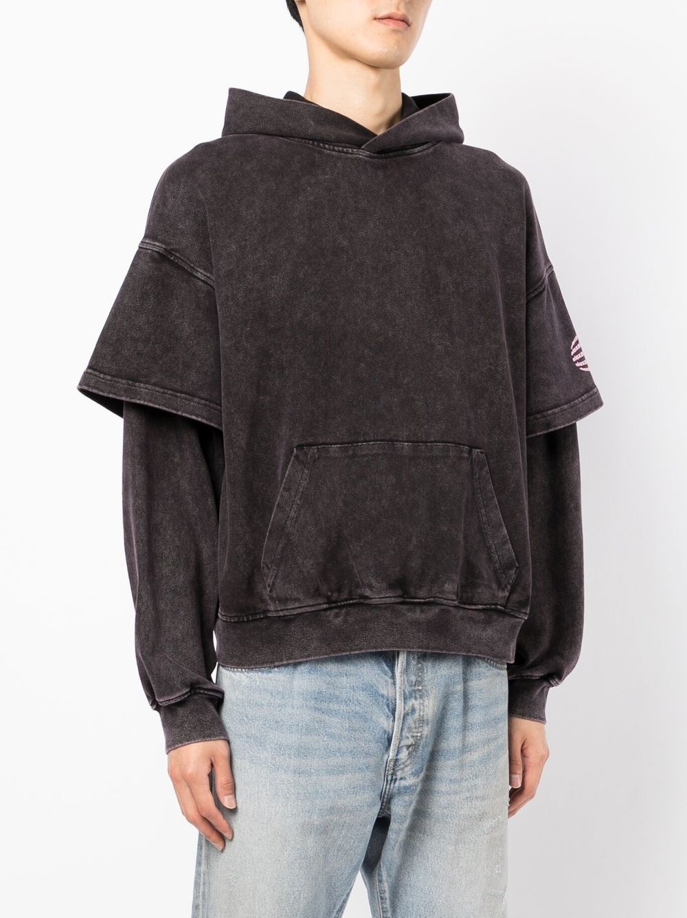 layered-sleeve detail hoodie - 3