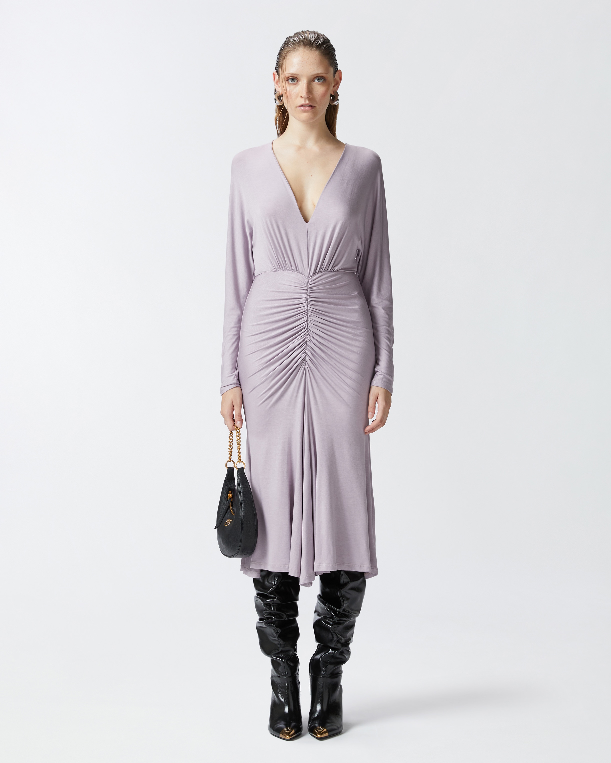 MIDI DRESS IN MODAL WITH V-NECK - 2