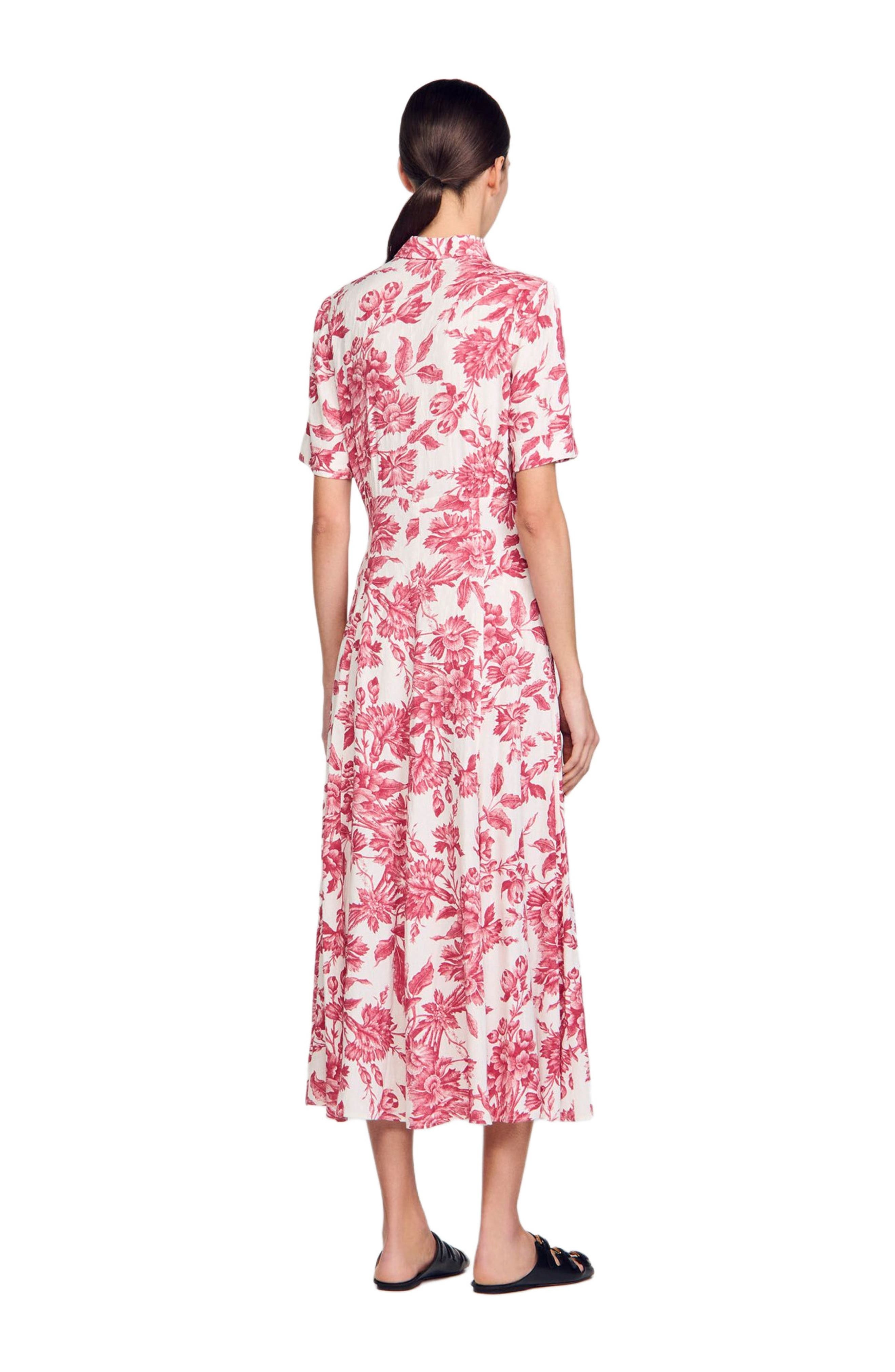 SANDRO Floral patterned maxi dress in White /Red at Nordstrom - 2