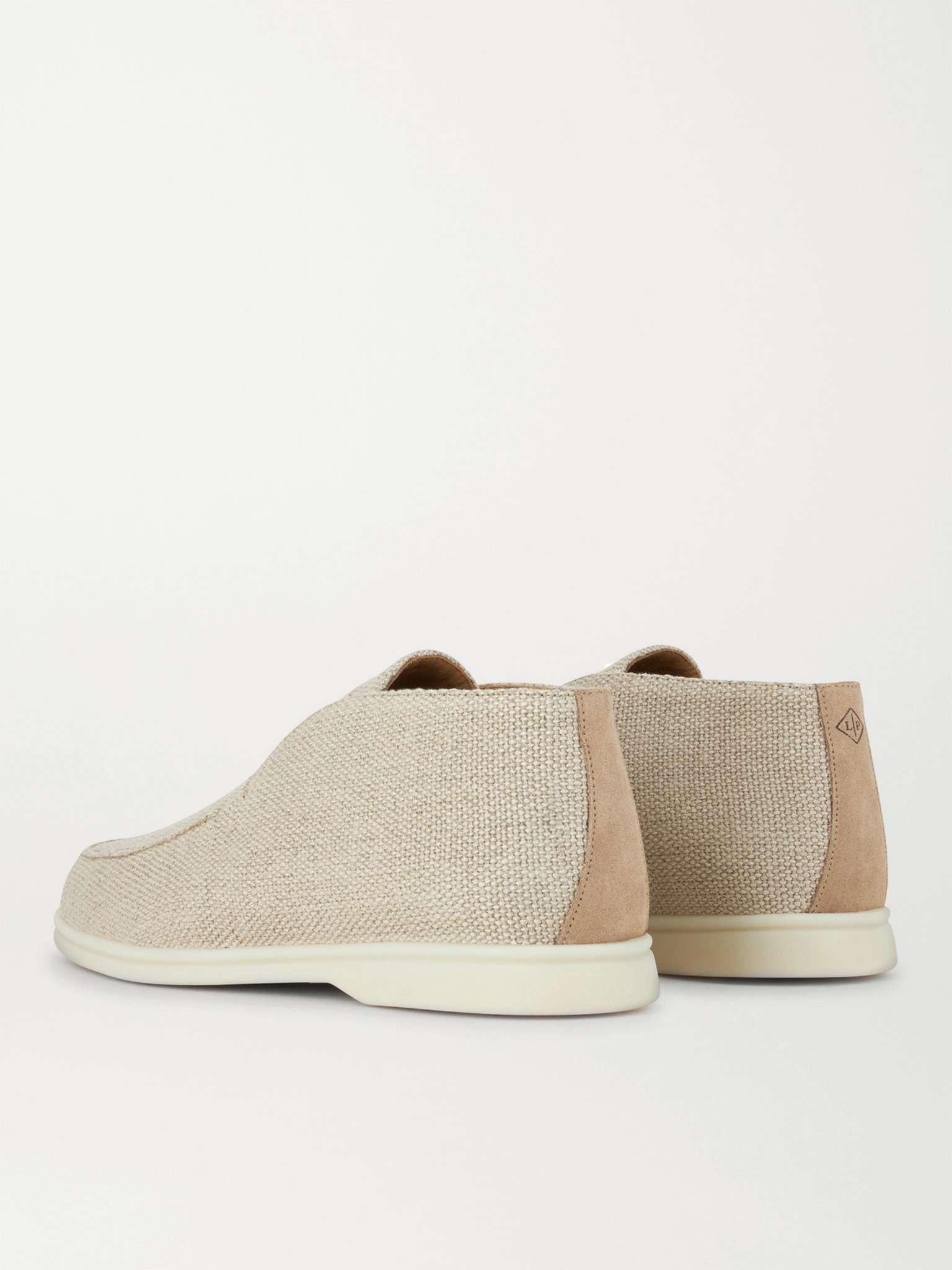 Open Walk Suede-Trimmed Linen Desert Boots - 3