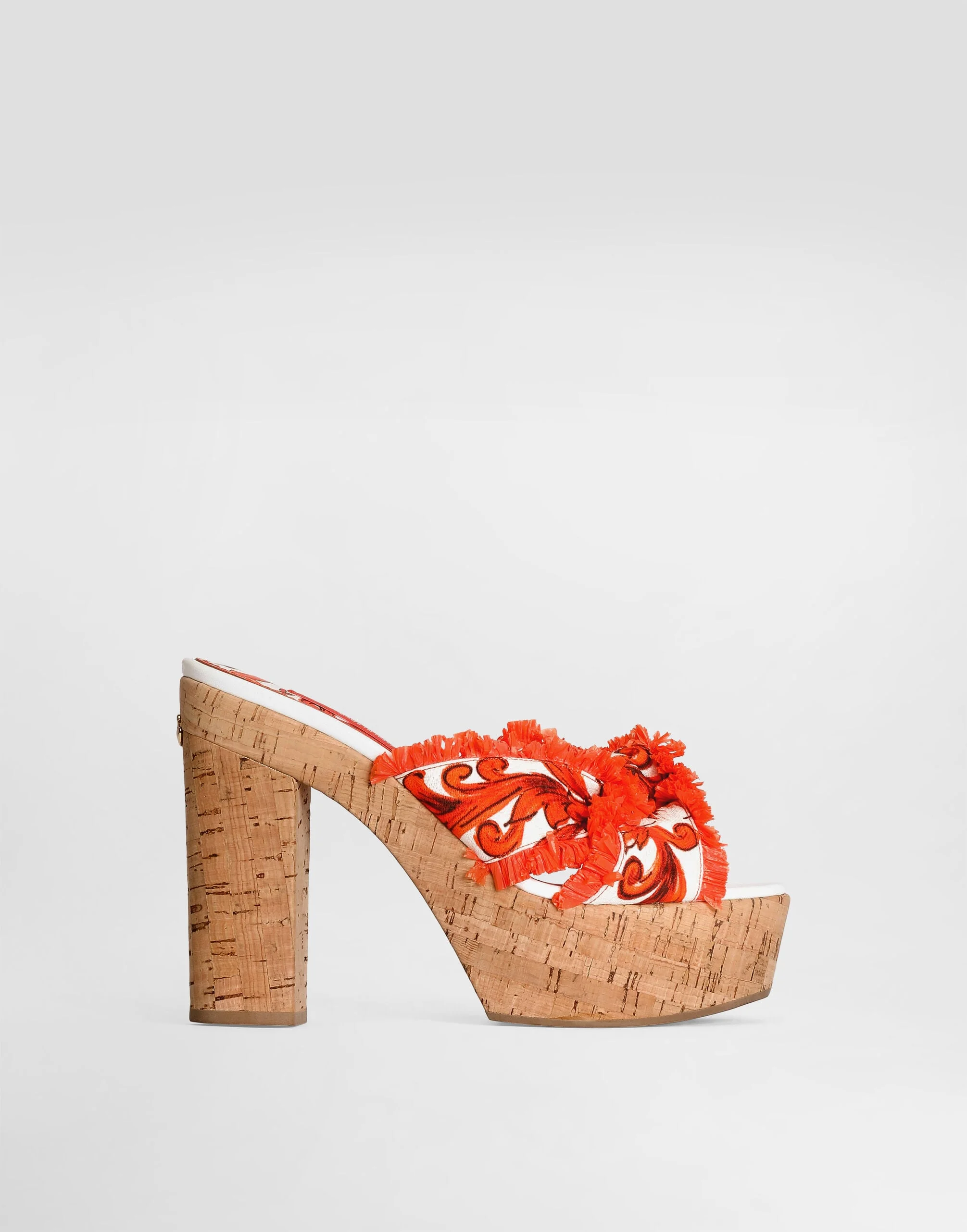 Majolica-print brocade clog sandals - 1