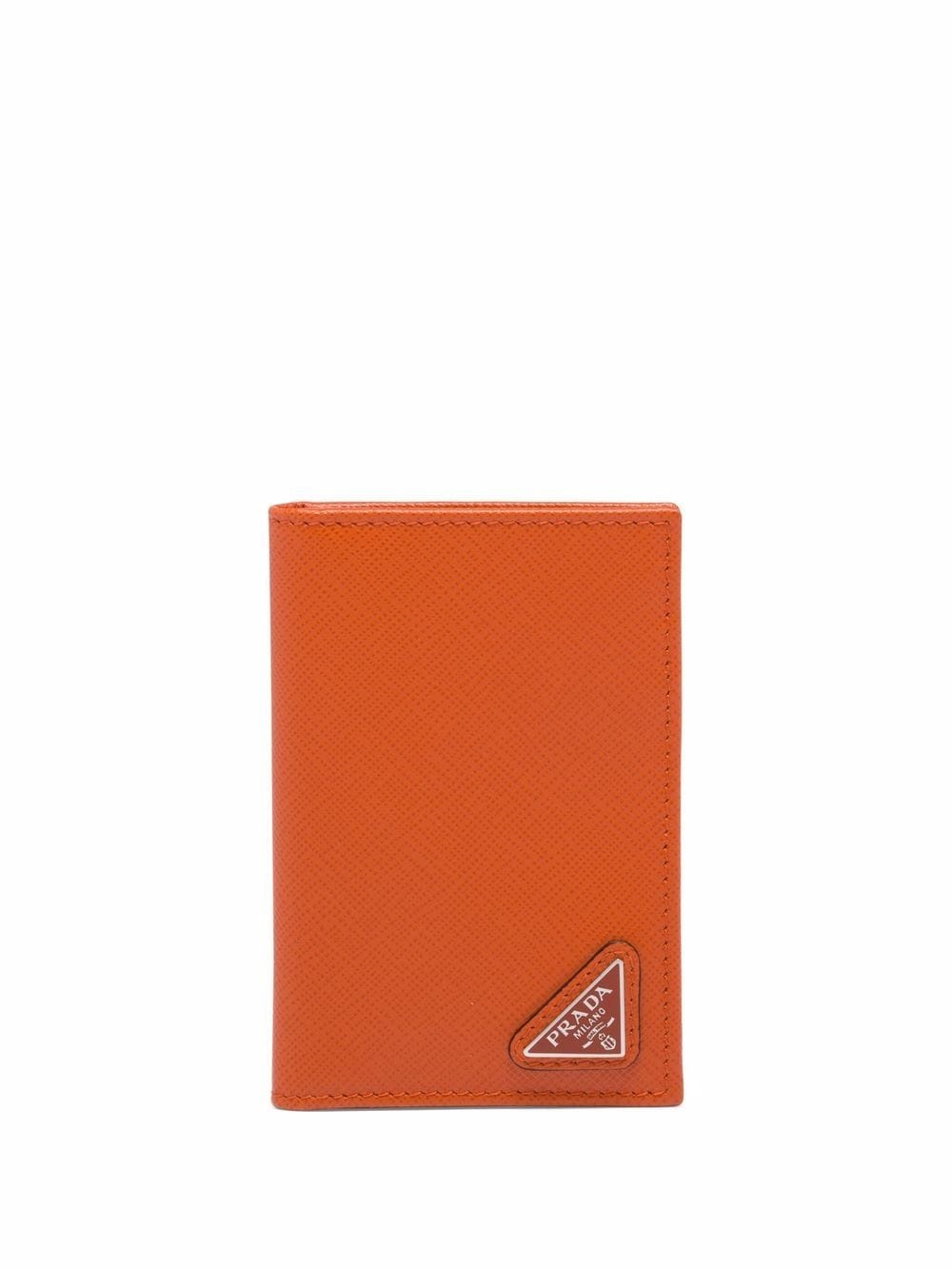 triangle-logo Saffiano leather cardholder - 1