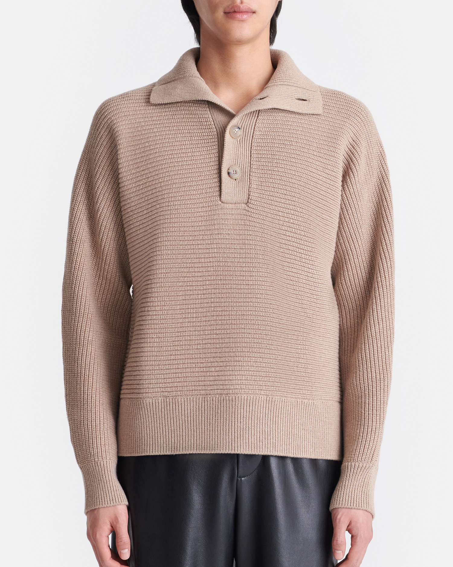 Cotton and Merino Wool Polo-Neck Sweater - 2