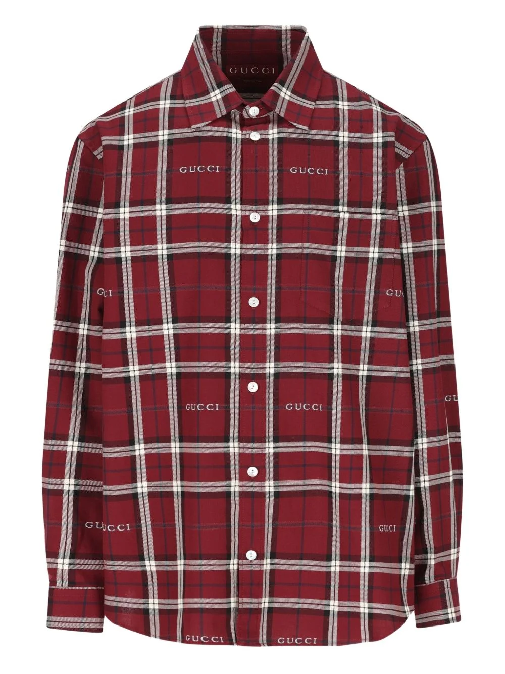 tartan-pattern logo shirt - 1