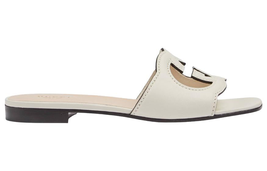 (WMNS) Gucci Interlocking G cut-out slide sandal 'White Leather' 694451-US000-9022 - 2