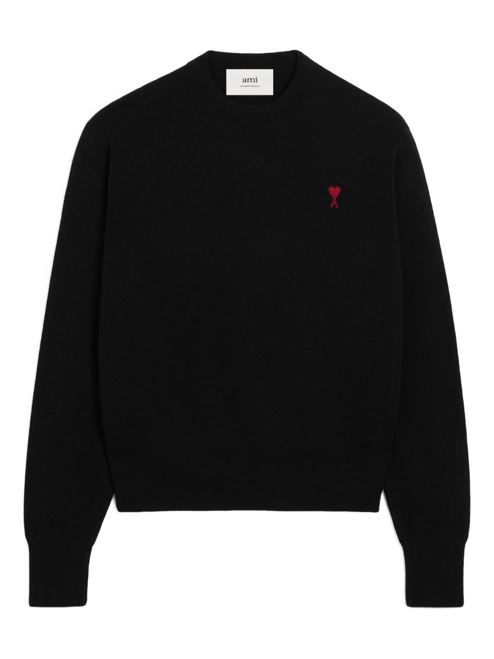 Black Wool Ami De Coeur Crewneck Sweater - 1