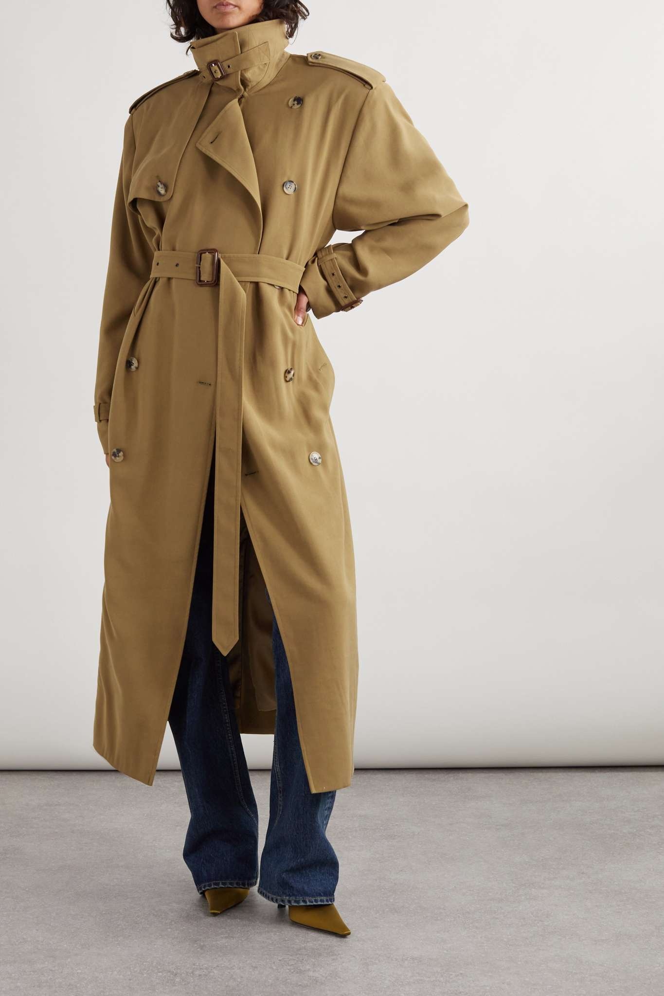 Double-breasted belted twill trench coat - 3
